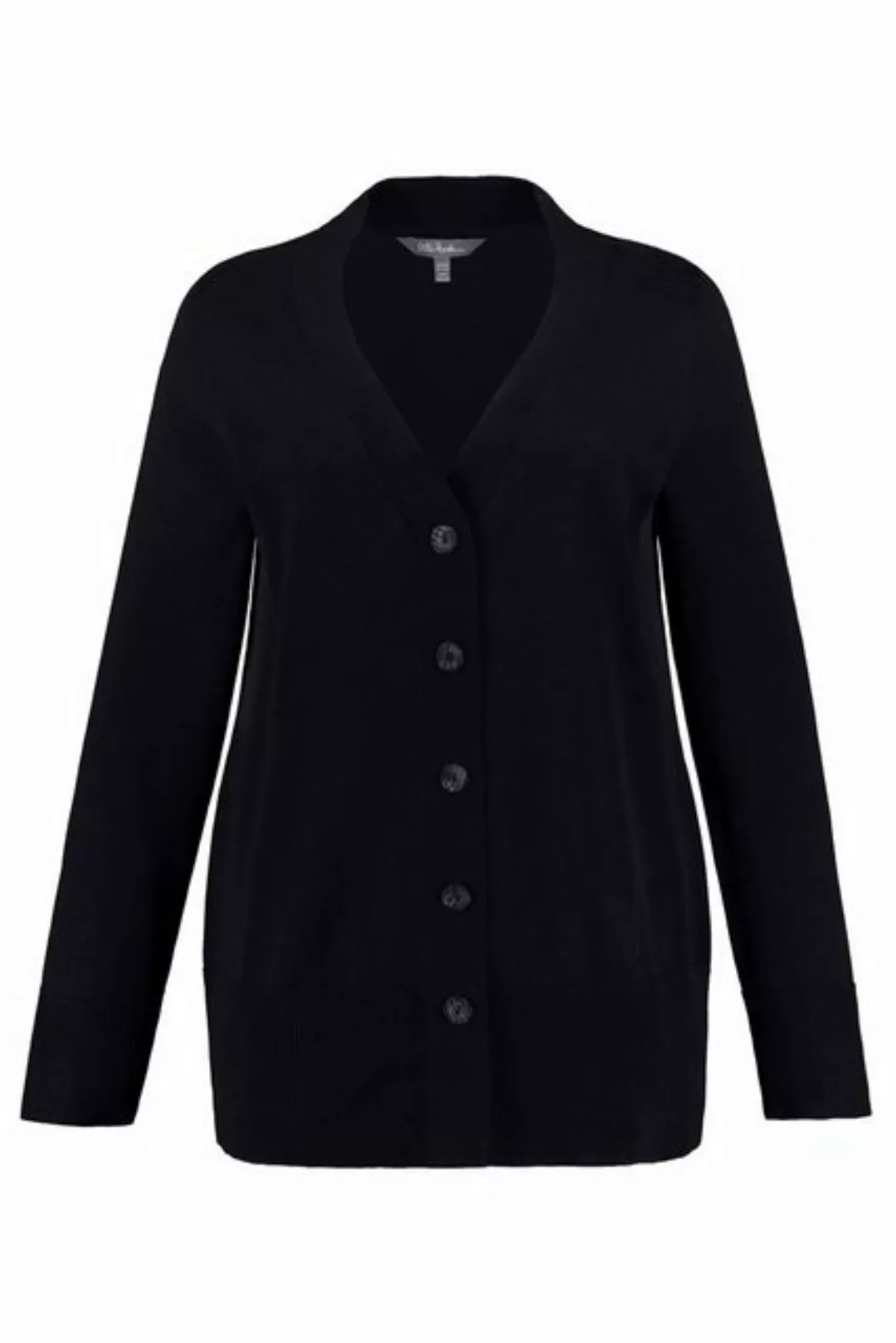 Ulla Popken Strickjacke Strickjacke V-Ausschnitt Knopfleiste Feinstrick günstig online kaufen