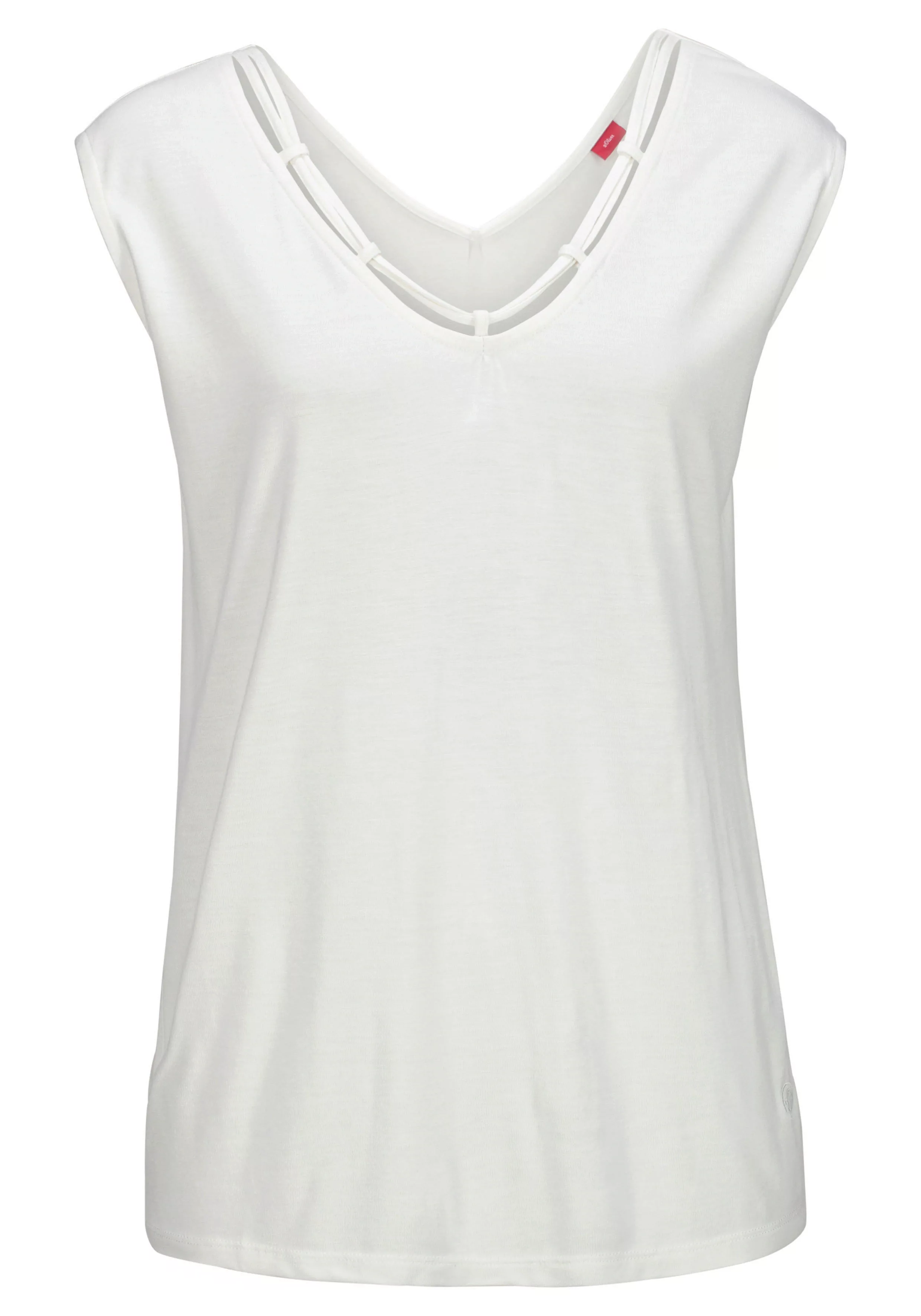 s.Oliver T-Shirt mit Zierbändern am Ausschnitt, Kurzarmshirt, sommerlich günstig online kaufen