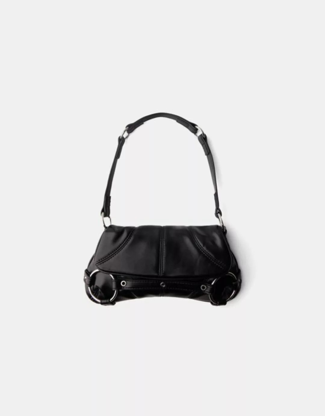 Bershka Schultertasche Doppelringe Damen Schwarz günstig online kaufen