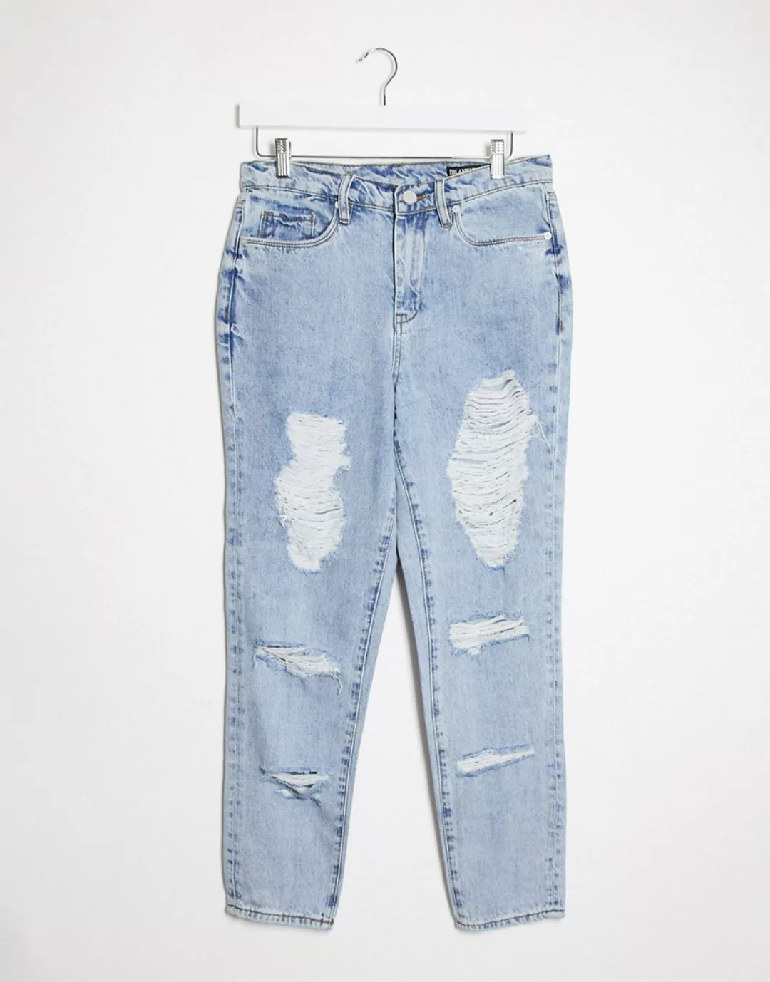 Blank NYC – Hellblaue Jeans in Used-Optik mit geradem Bein günstig online kaufen