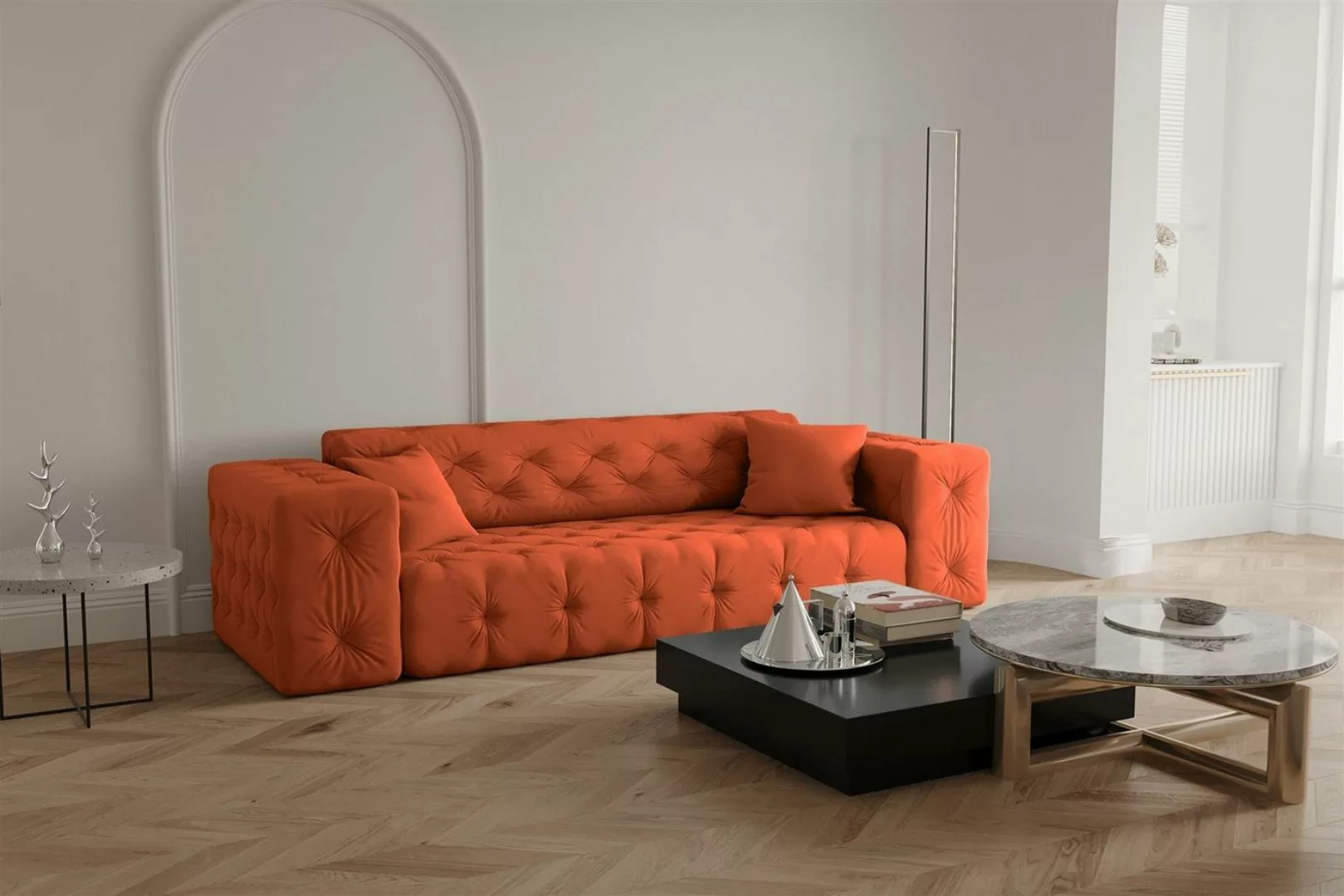 Fun Möbel Sofa Sofa Designersofa CHANTAL 3-Sitzer in Stoff Opera Velvet günstig online kaufen