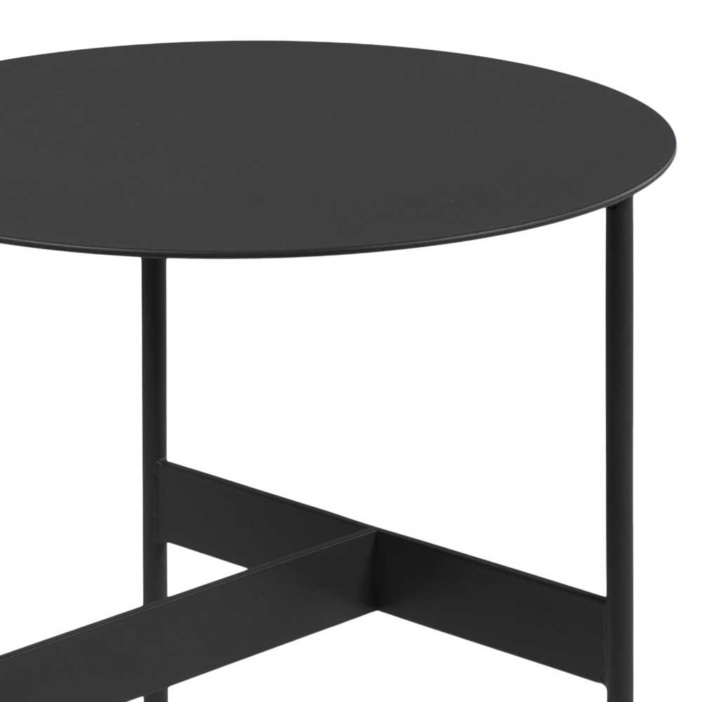 Beistelltisch Sofatisch in Schwarz mit runder Tischplatte günstig online kaufen