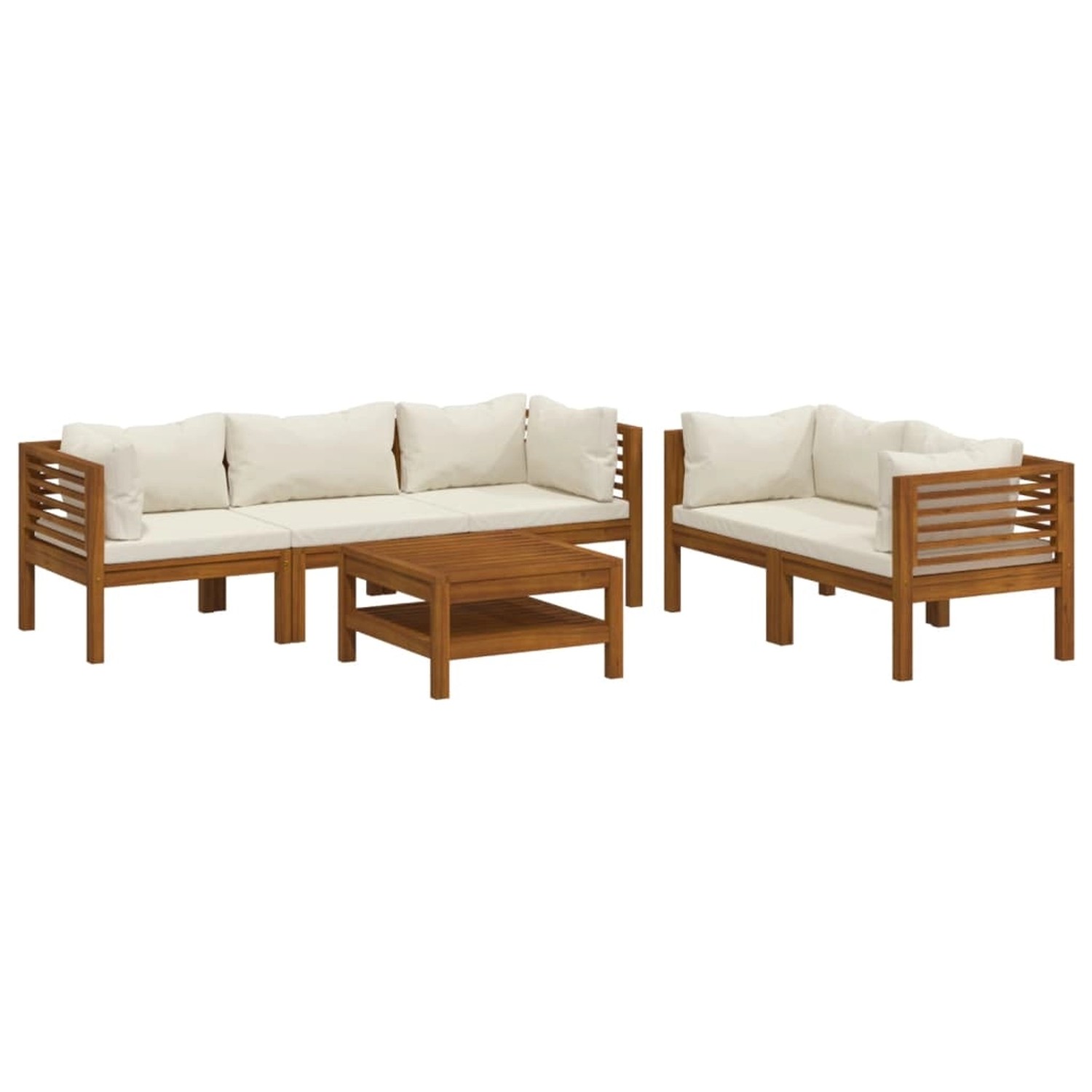 6-tlg. Garten-lounge-set Mit Creme Kissen Massivholz Akazie günstig online kaufen