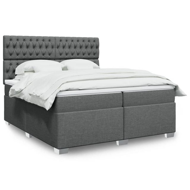 vidaXL Boxspringbett, Boxspringbett mit Matratze Dunkelgrau 200x200 cm Stof günstig online kaufen