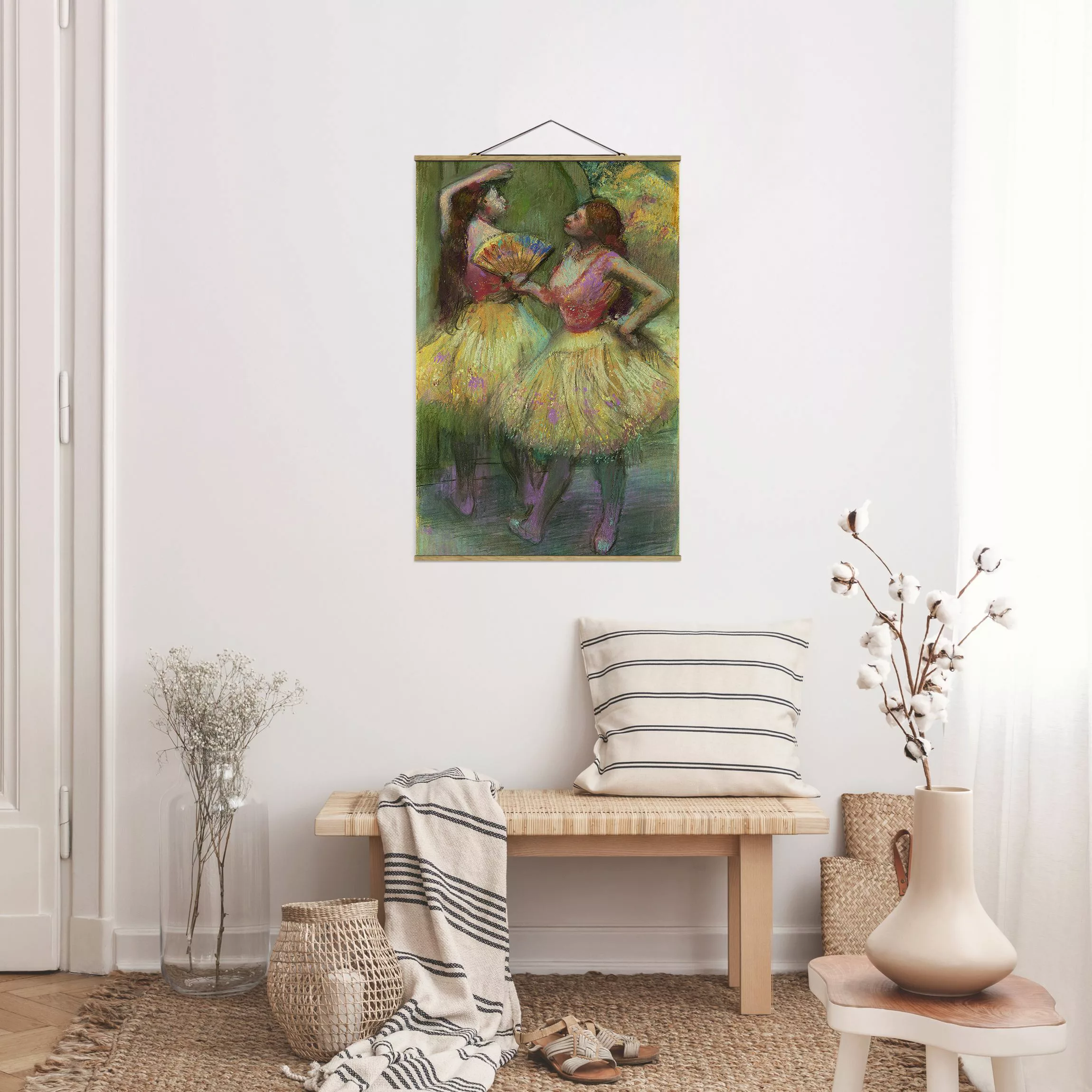 Stoffbild Kunstdruck mit Posterleisten - Hochformat Edgar Degas - Zwei Tänz günstig online kaufen