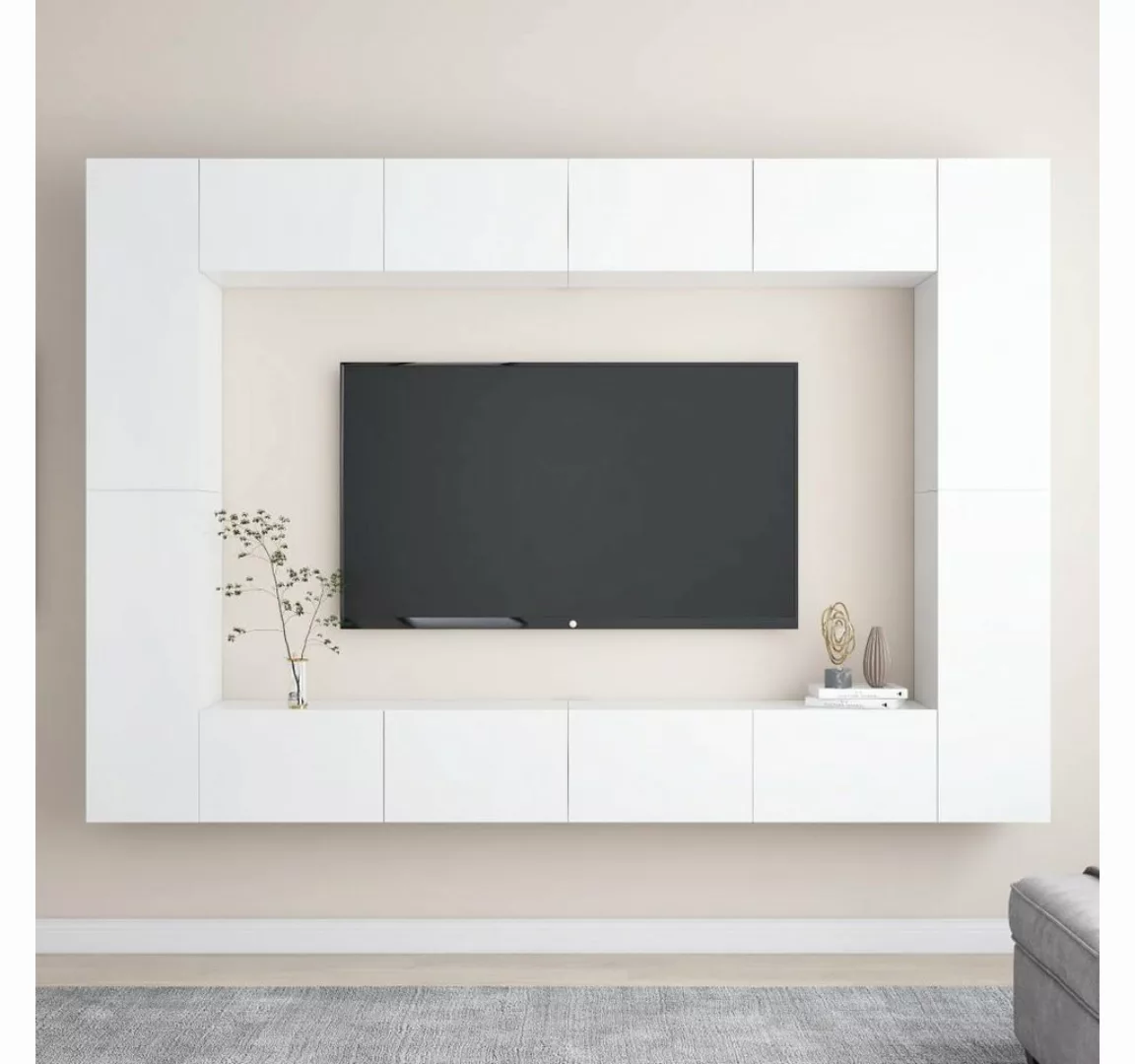 vidaXL TV-Schrank 8-tlg. TV-Schrank-Set Hochglanz-Weiß Holzwerkstoff (1-St) günstig online kaufen