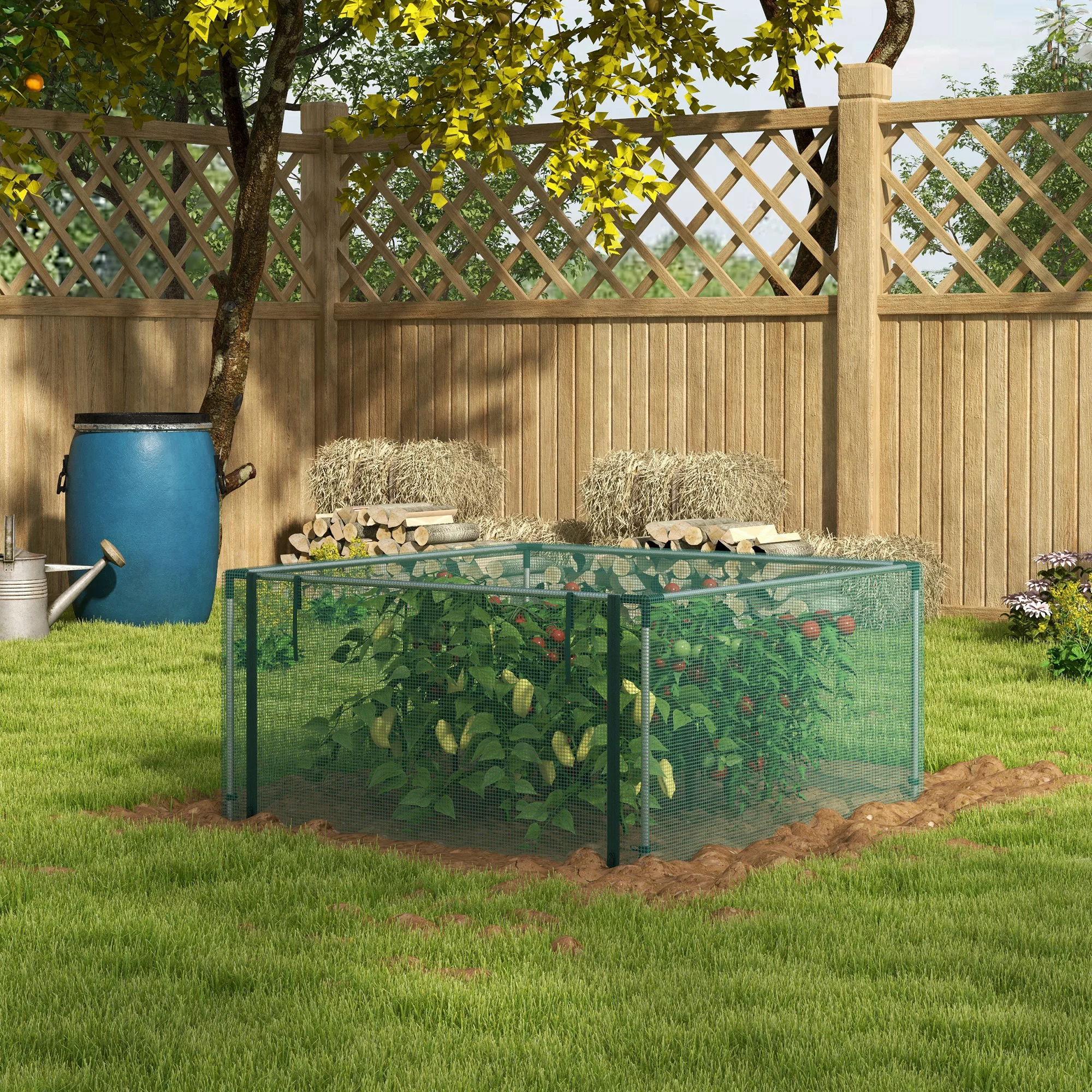 Outsunny 1,25 x 1,25 m Gartennetz, mit Reißverschlusstür, Insektenschutznet günstig online kaufen