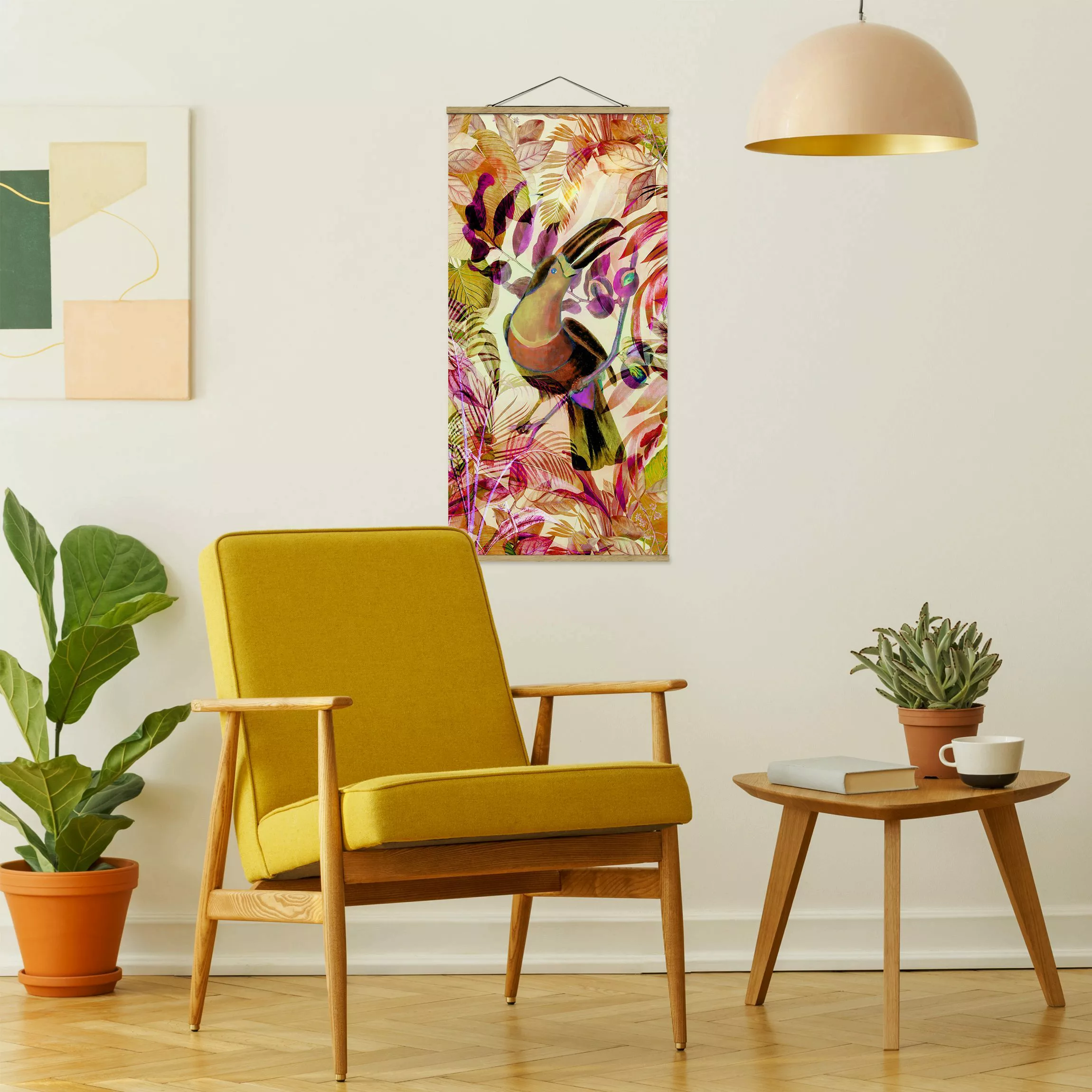 Stoffbild Blumen mit Posterleisten - Hochformat Bunte Collage - Tukan günstig online kaufen