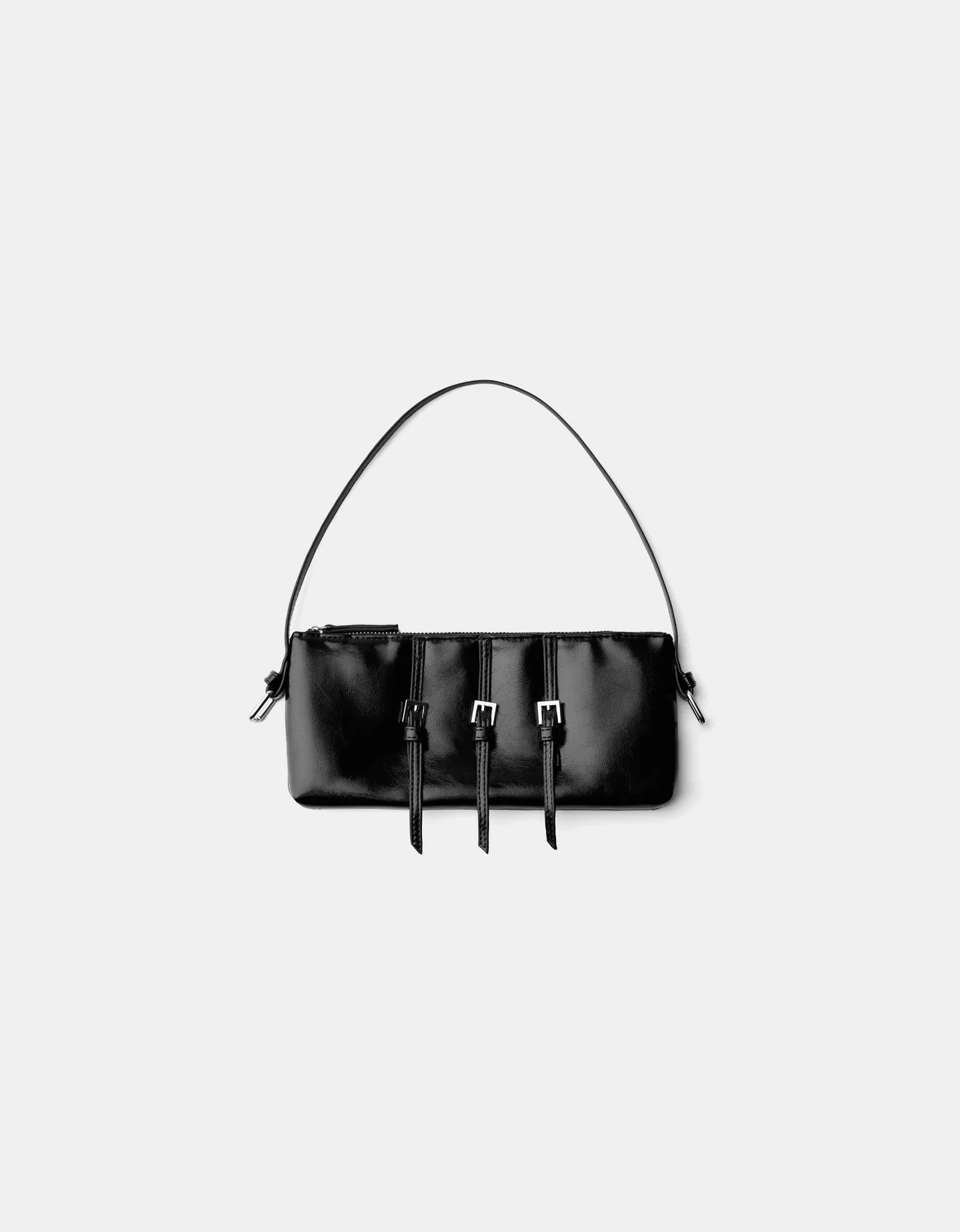 Bershka Schultertasche Mit Schnallen Damen Schwarz günstig online kaufen