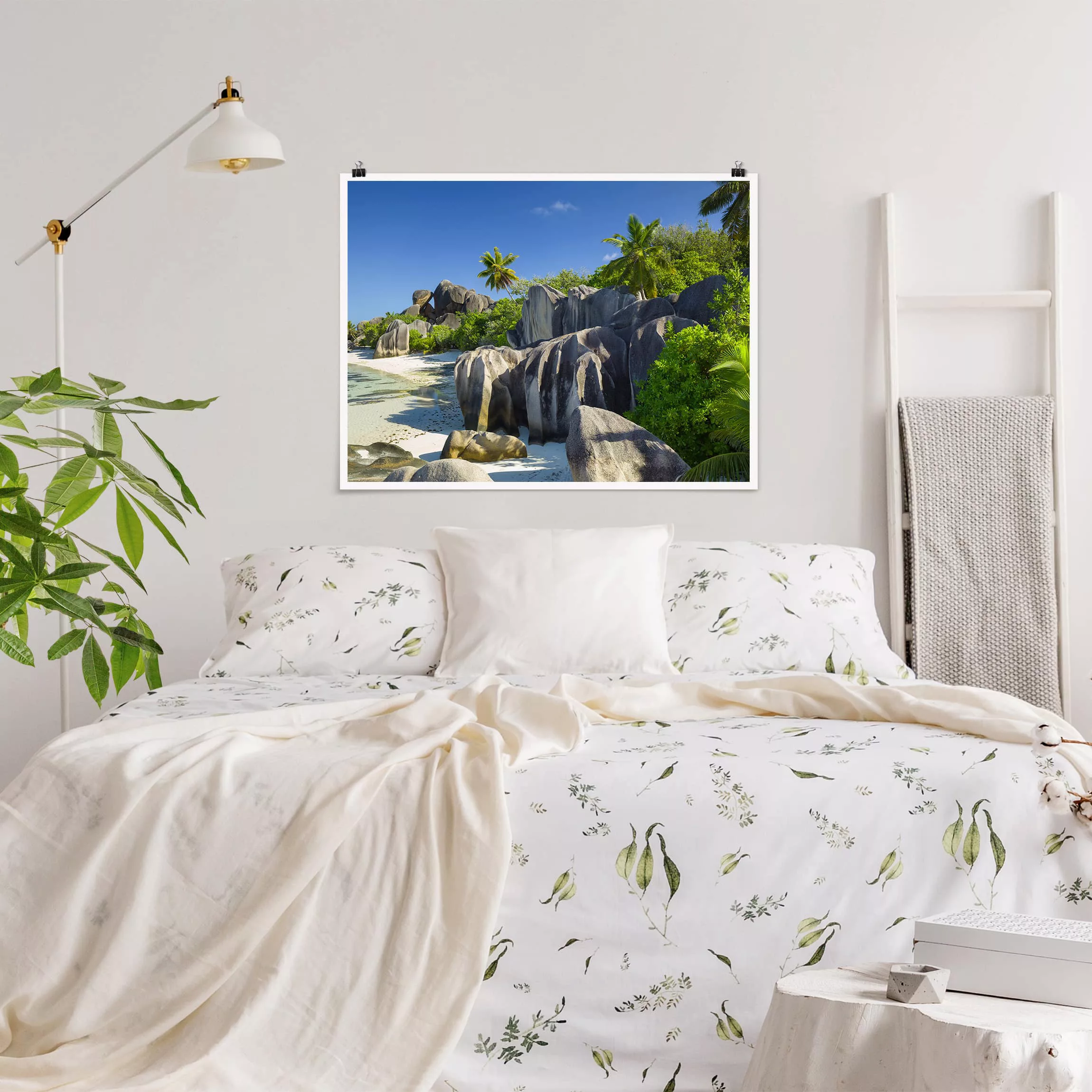 Poster Strand - Querformat Traumstrand Seychellen günstig online kaufen