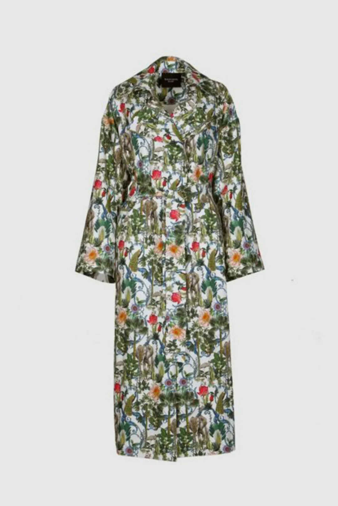 Boscana Trenchcoat Grüner Mantel im floralen Design günstig online kaufen