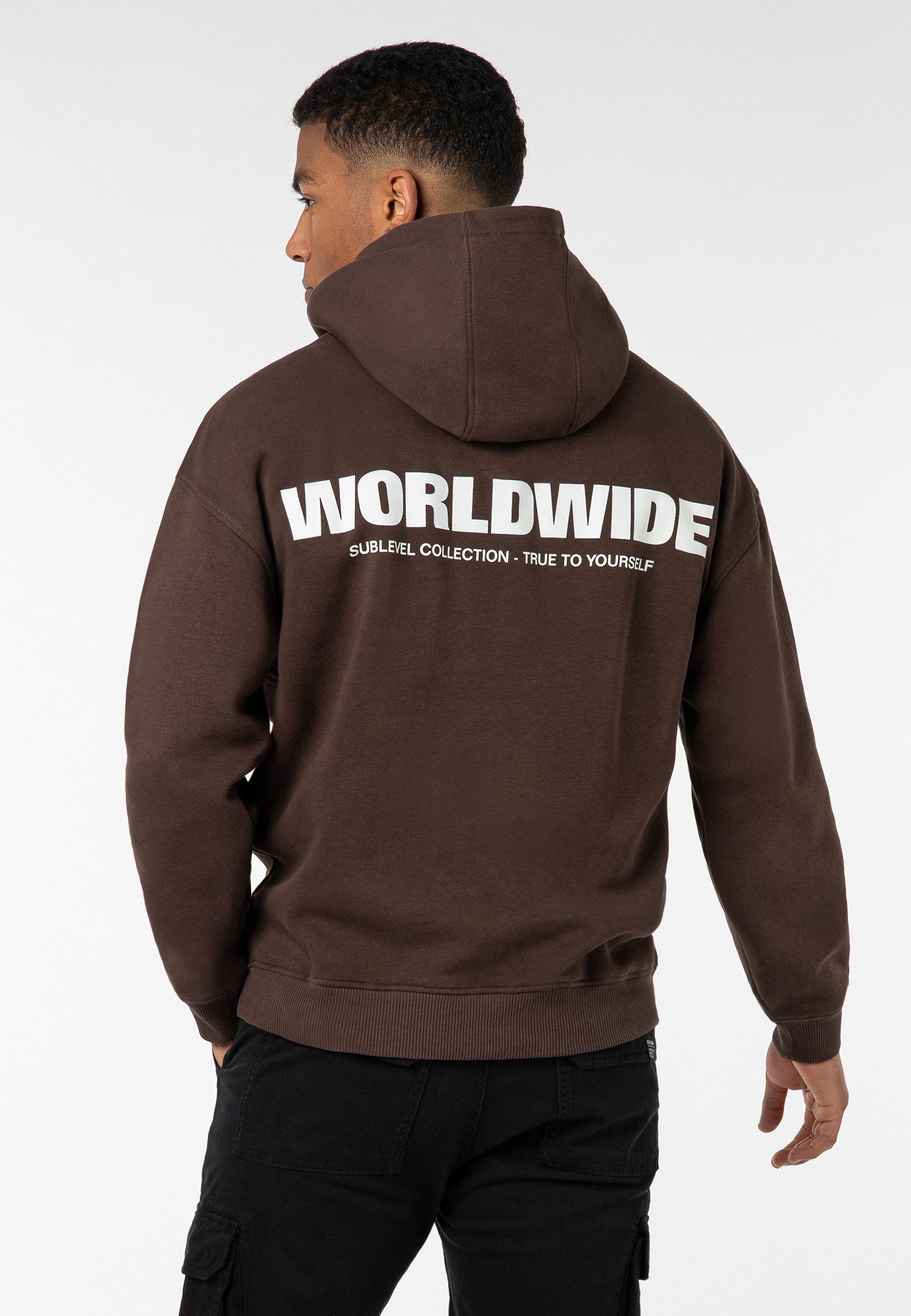 SUBLEVEL Hoodie Herren Kapuzenpullover Worldwide Print günstig online kaufen
