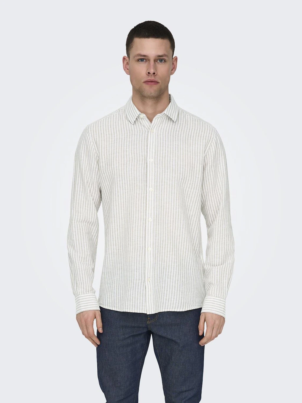 ONLY & SONS Kurzarmhemd "ONSCAIDEN LS STRIPE LINEN SHIRT 660 NOOS" günstig online kaufen