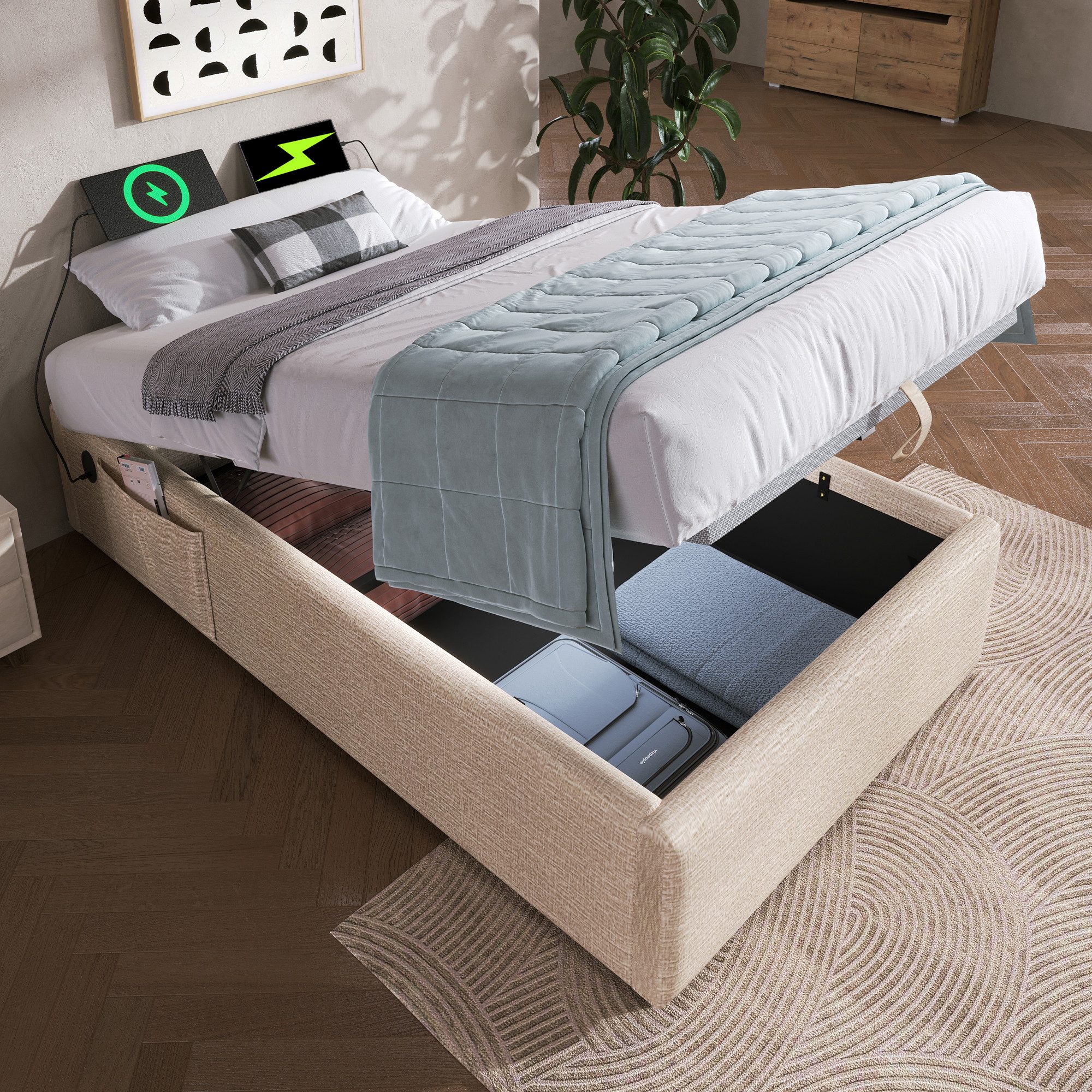 HAUSS SPOLE Polsterbett 90×200cm mit USB- günstig online kaufen