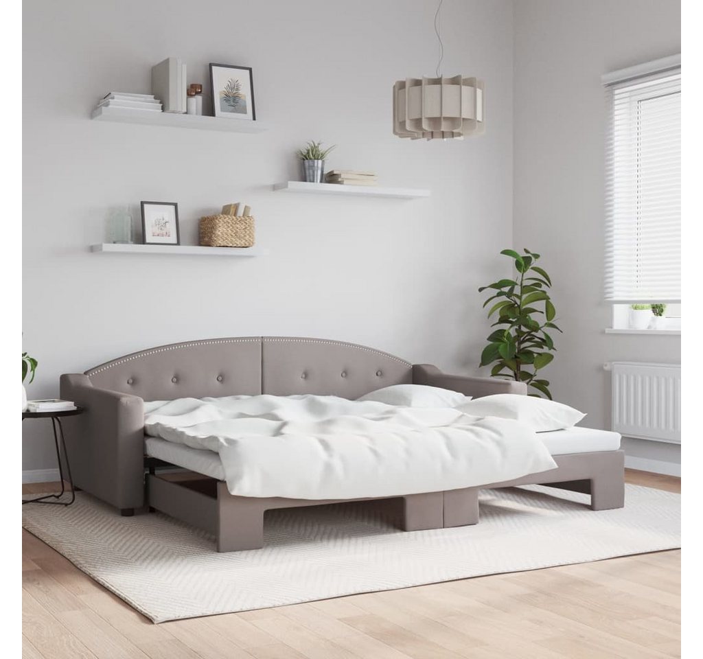 vidaXL Bett, Tagesbett Ausziehbar Taupe 90x200 cm Stoff günstig online kaufen