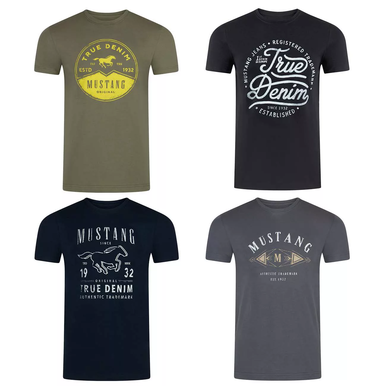 MUSTANG Tshirt Herren Baumwolle Regular Fit 4er Pack günstig online kaufen