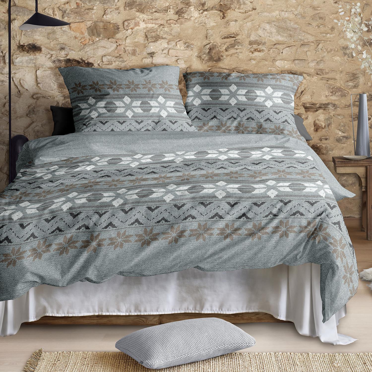 Irisette Biber Bettwäsche Panda 8621-20 Strickmuster Blau 135x200 günstig online kaufen