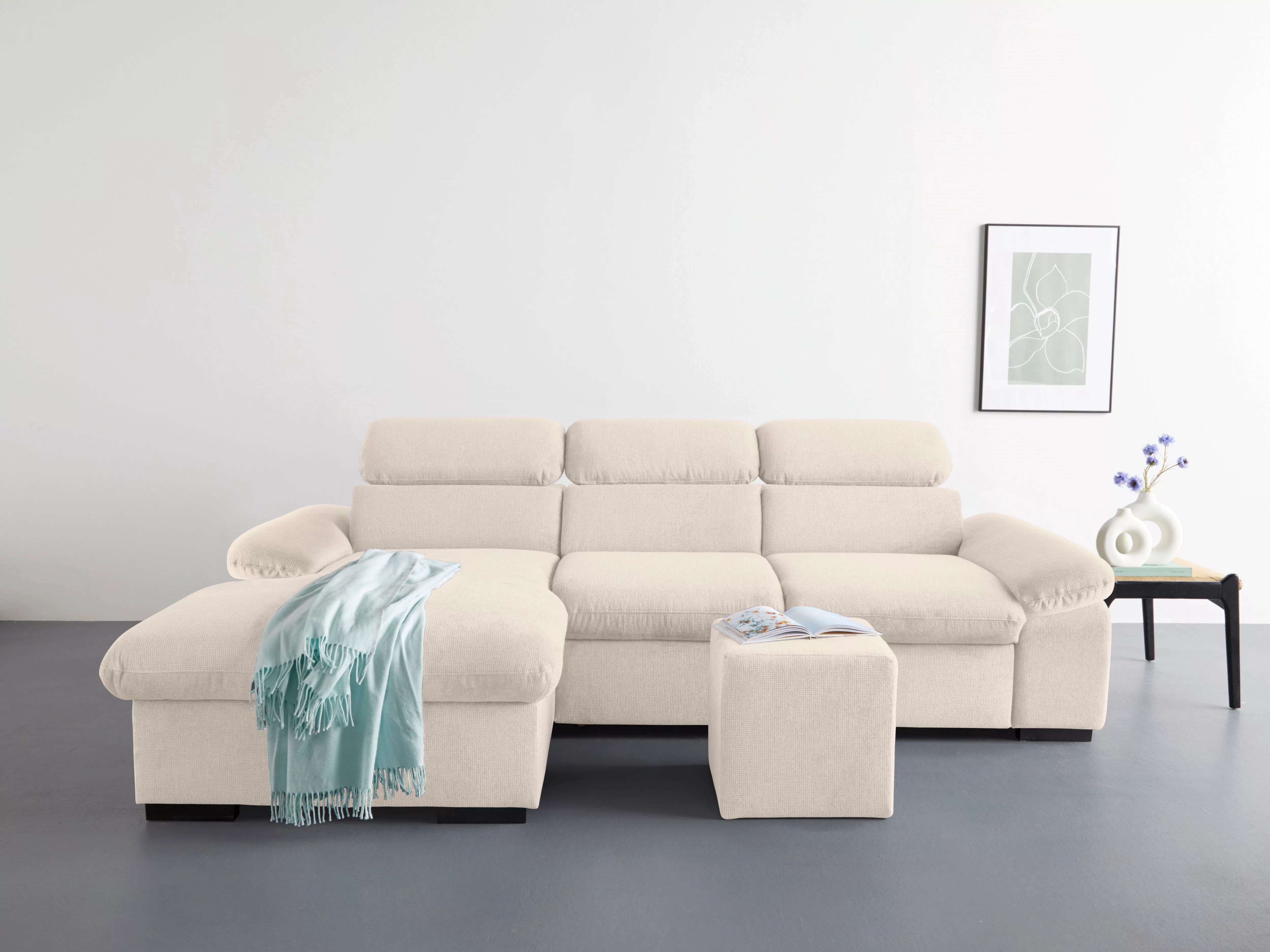 COTTA Ecksofa "Lola L-Form", (Set, mit Hocker), mit Hocker & Kopfteilfunkti günstig online kaufen