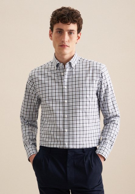 seidensticker Flanellhemd Comfort Comfort Langarm Button-Down-Kragen Karo günstig online kaufen