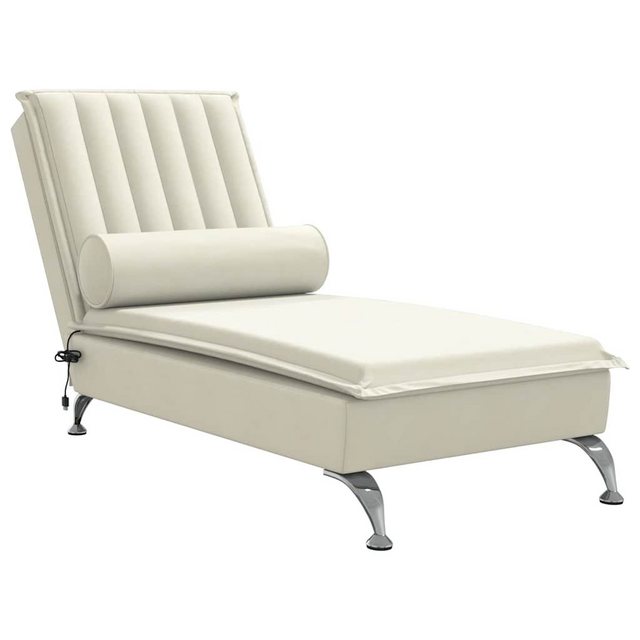 vidaXL Chaiselongue, Massage-Chaiselongue mit Nackenrolle Creme Samt günstig online kaufen