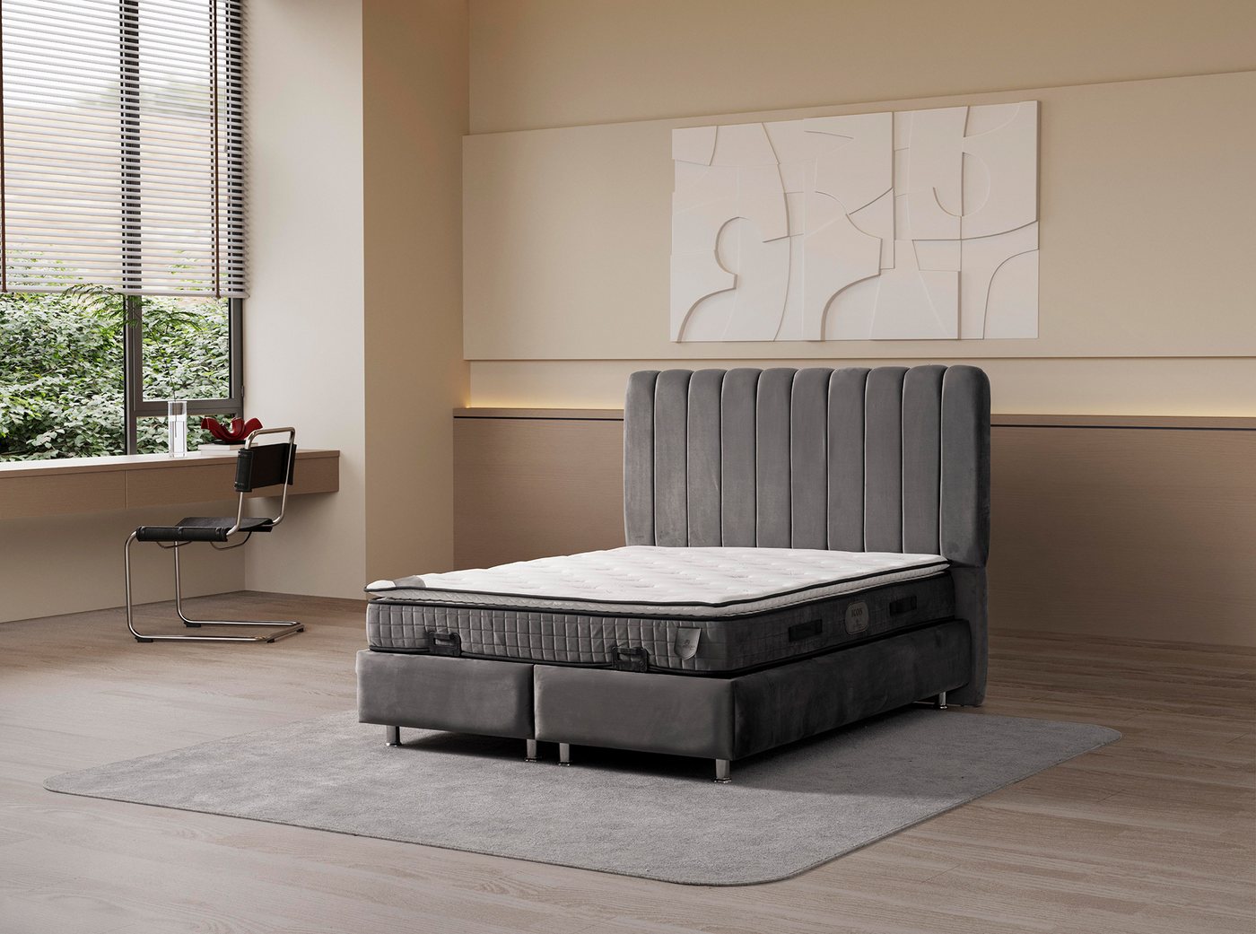 Özberk Boxspringbett Alice-160 (160 x 200 cm, 4-St., 4-Teilig), mit Bettkas günstig online kaufen