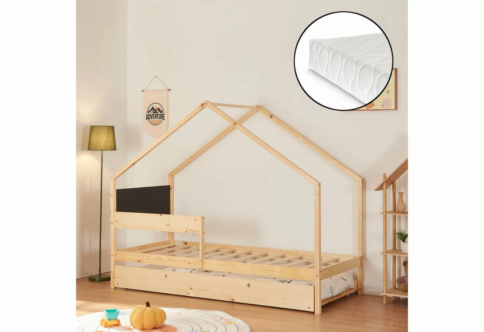 en.casa Hausbett (Bett und Matratzen), »Sodankylä« mit Ausziehbett 90x200cm günstig online kaufen