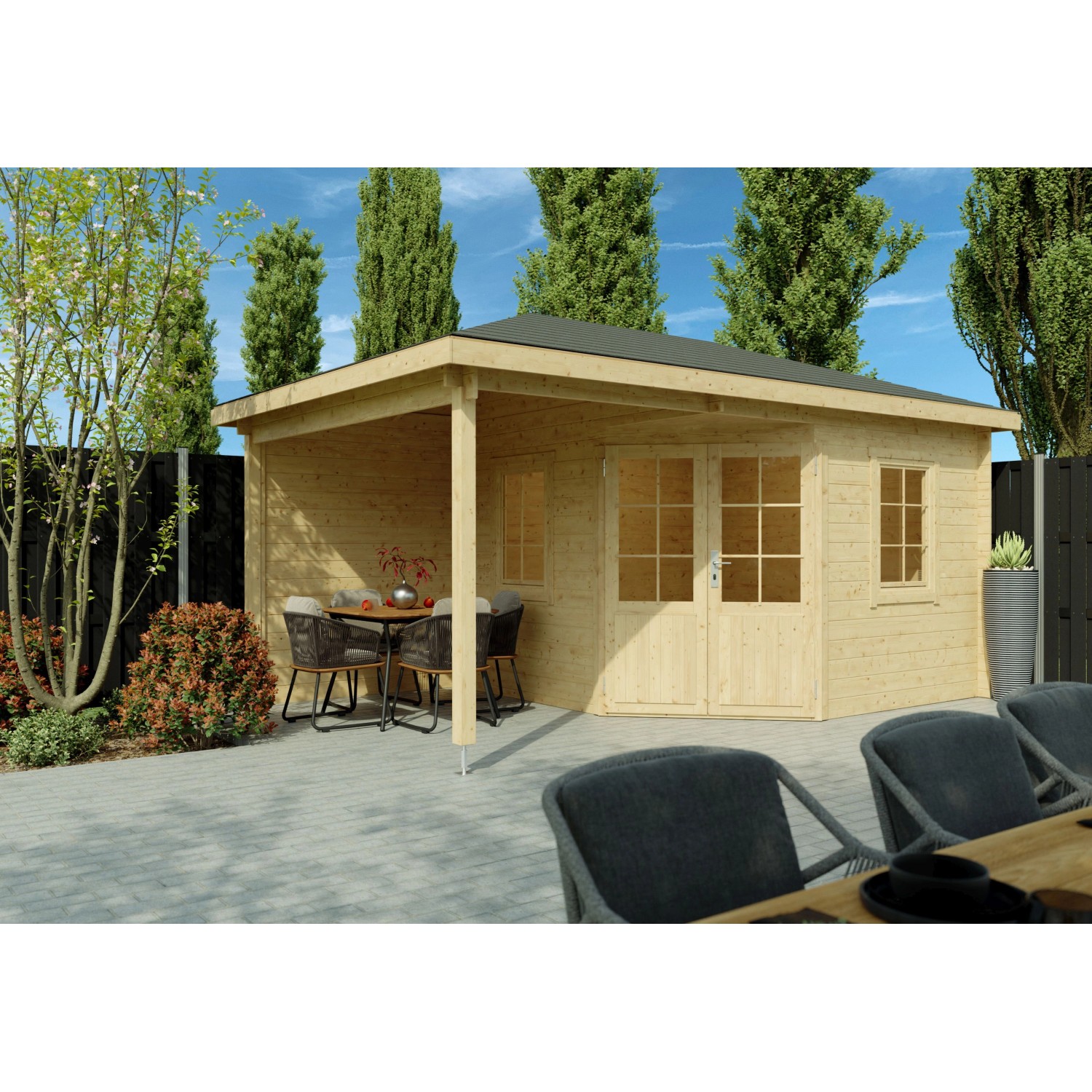 Fjordholz 5-Eck Gartenhaus Modell Evelyn 3B Farblos Imprägniert günstig online kaufen