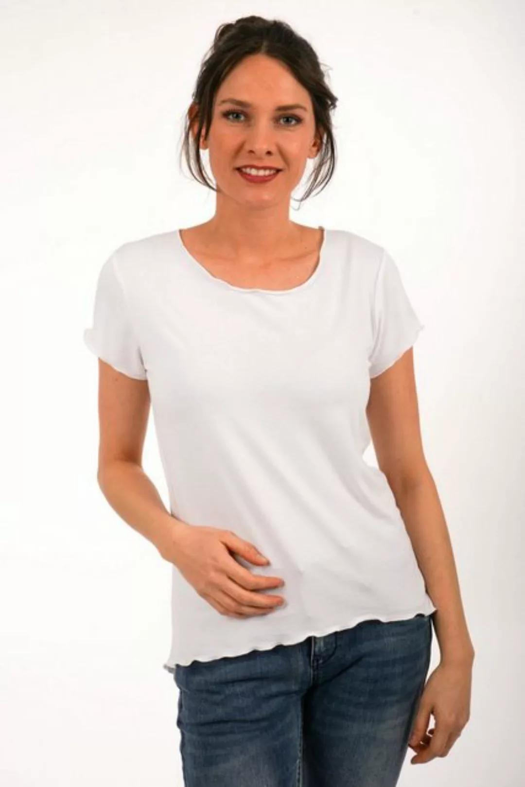 La Strada T-Shirt mit Wellensaum Wellensaum günstig online kaufen