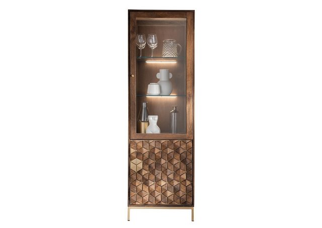 Main Möbel Vitrine Vitrine "Assuan" 63x198cm Mango & Metall goldfarbig günstig online kaufen