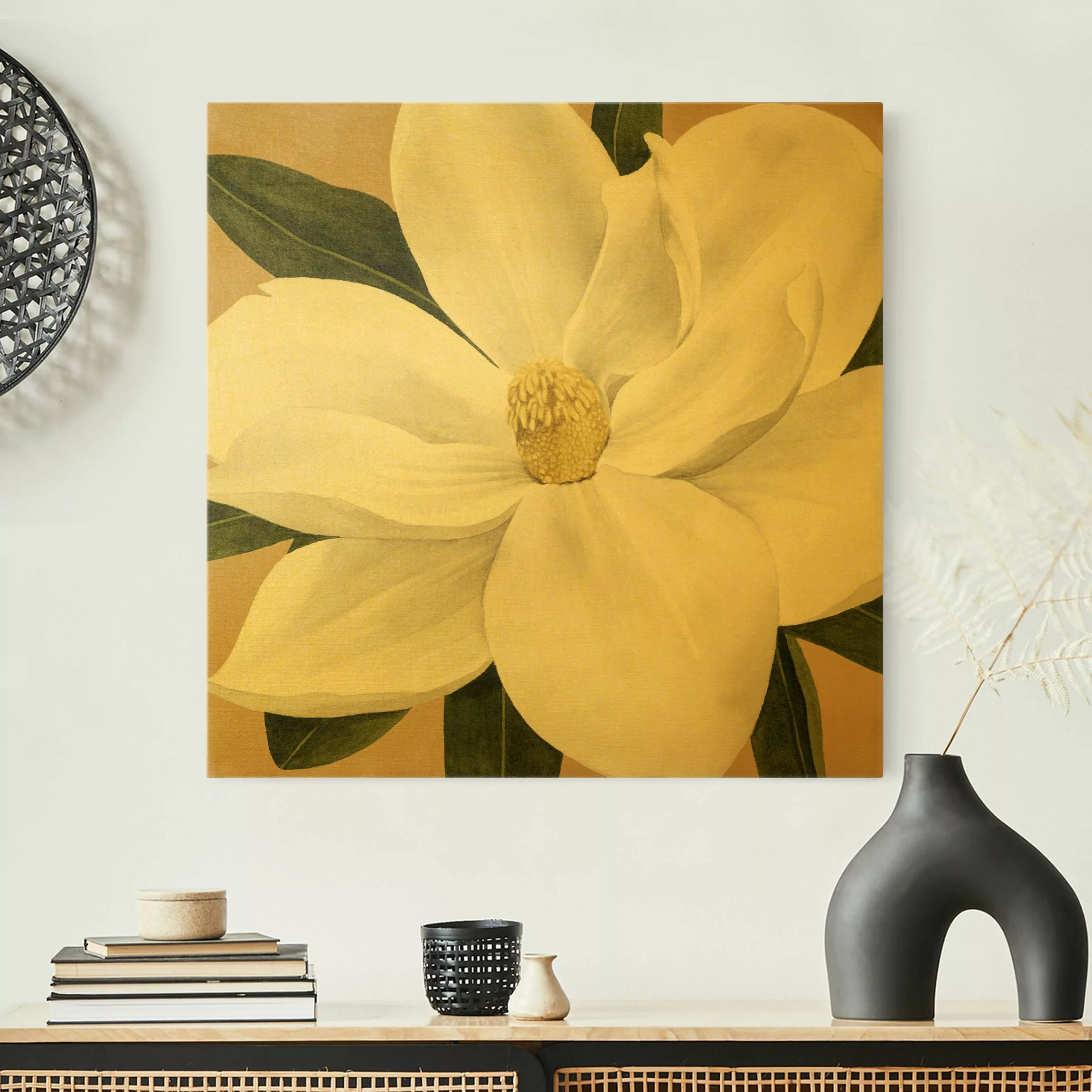 Leinwandbild Gold Magnolie auf Gold II günstig online kaufen