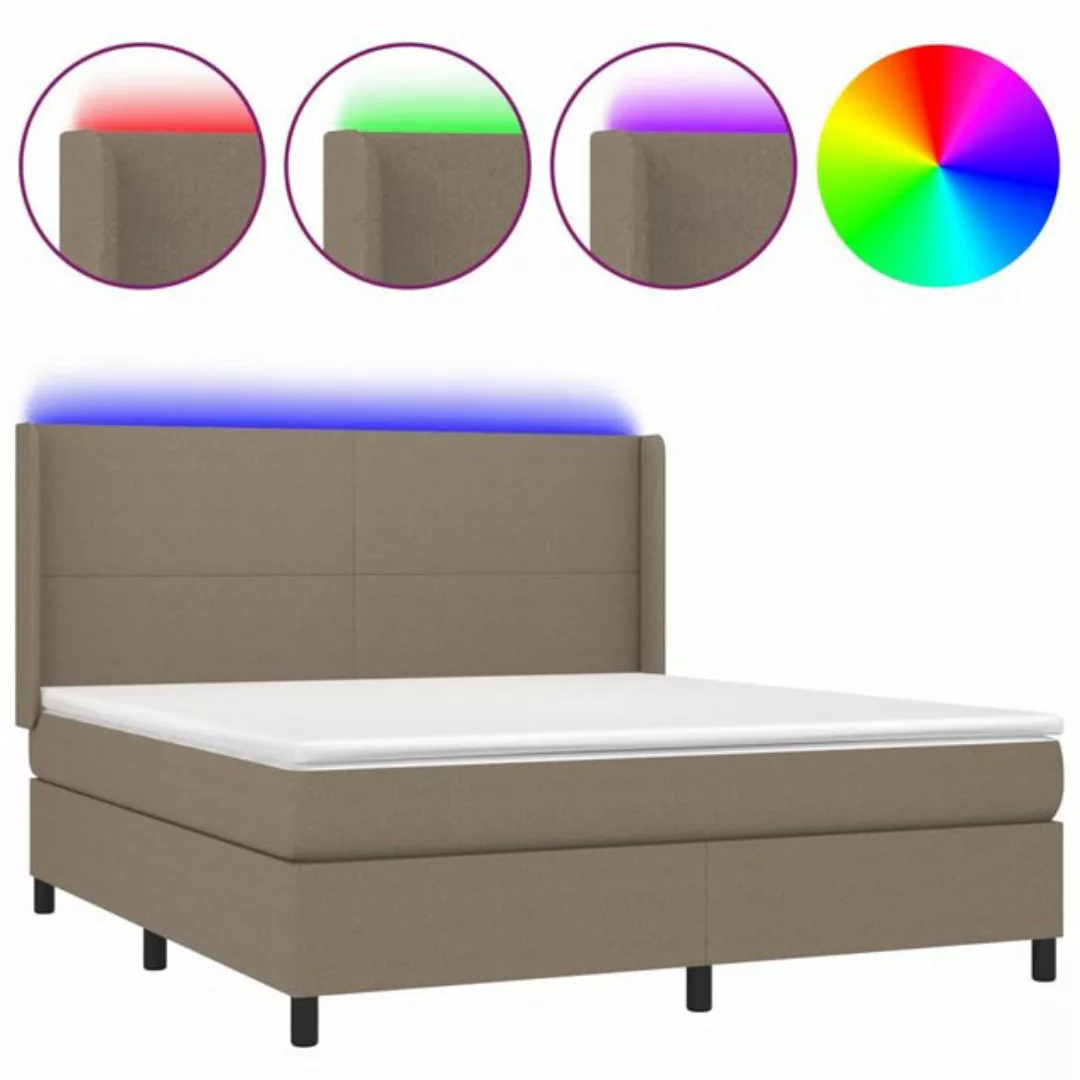 vidaXL Boxspringbett Boxspringbett mit Matratze LED Taupe 180x200 cm Stoff günstig online kaufen