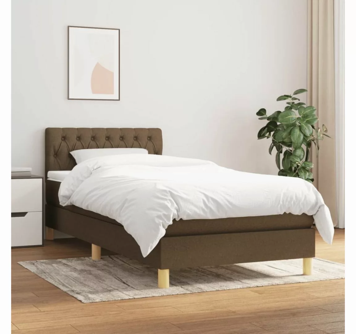 furnicato Bett Boxspringbett mit Matratze Dunkelbraun 90x200 cm Stoff günstig online kaufen