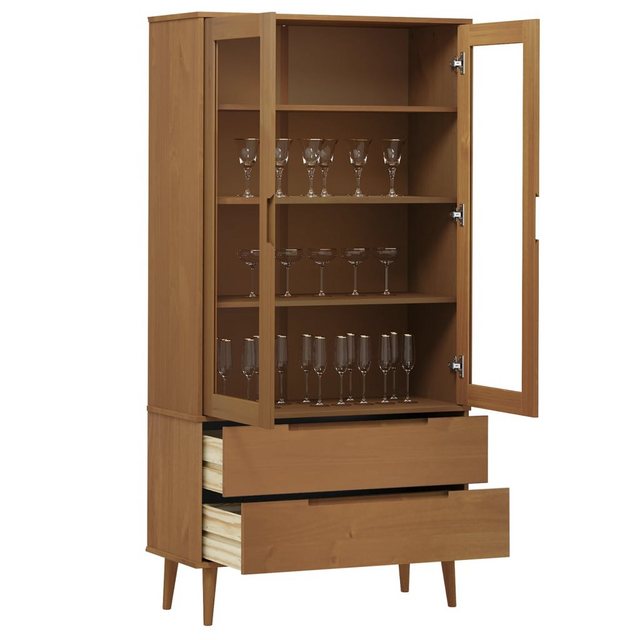 vidaXL Vitrine Vitrinenschrank MOLDE Braun 90x35x175 cm Massivholz Kiefer günstig online kaufen