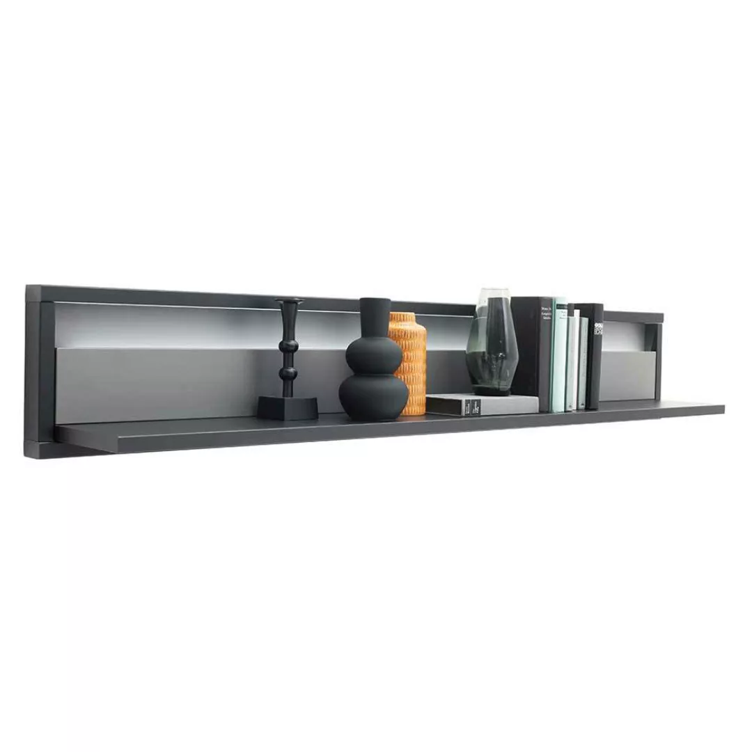 Wohnzimmer Regal hängend in Grau 24 cm tief 156 cm breit günstig online kaufen