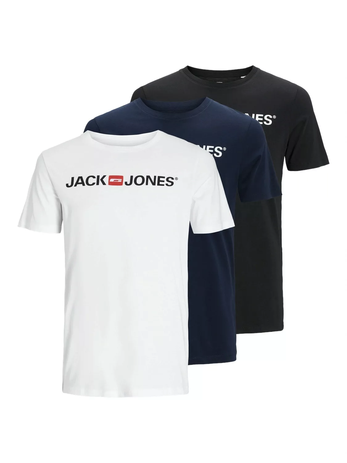 Jack & Jones Herren Rundhals T-Shirt JJECORP LOGO 3er PACK - Slim Fit günstig online kaufen