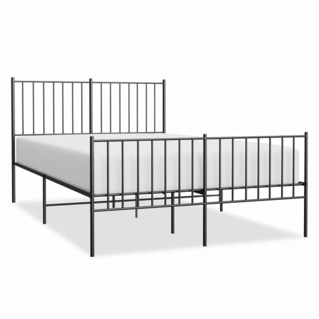 furnicato Bett Bettgestell mit Kopf- und Fußteil Metall Schwarz 120x190 cm günstig online kaufen