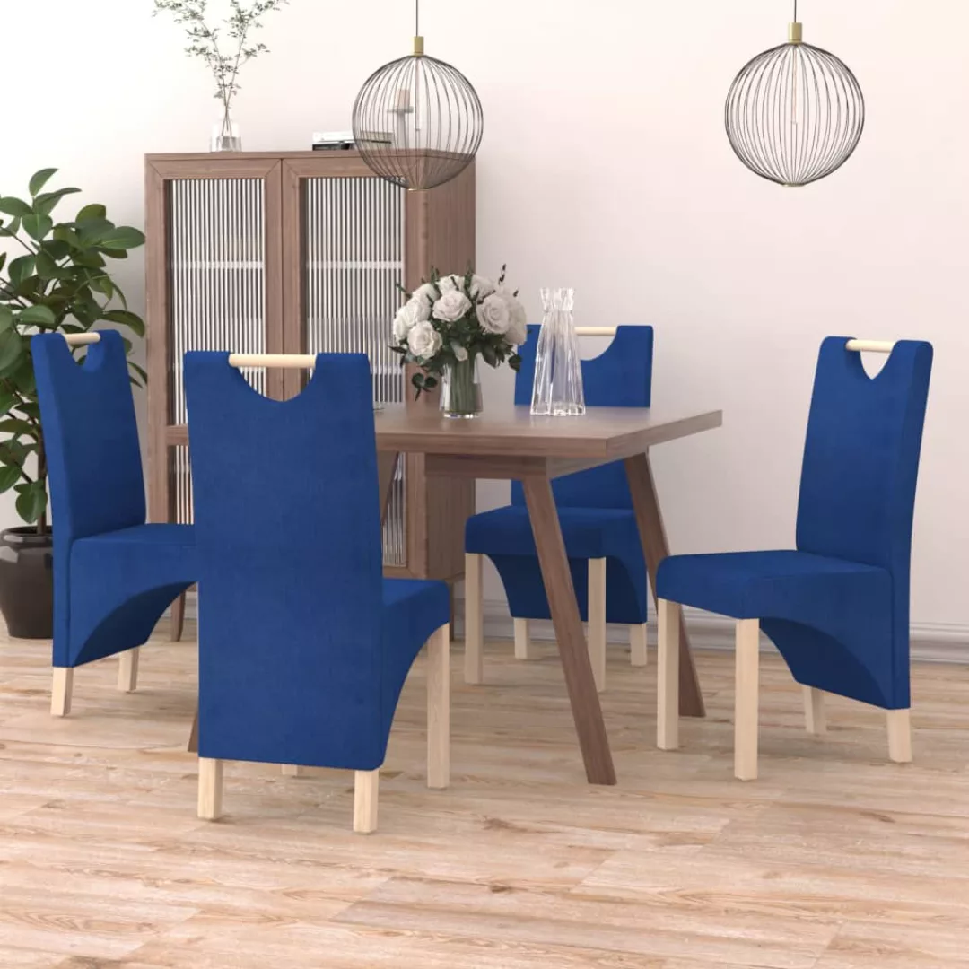 Esszimmerstühle 4 Stk. Blau Stoff günstig online kaufen
