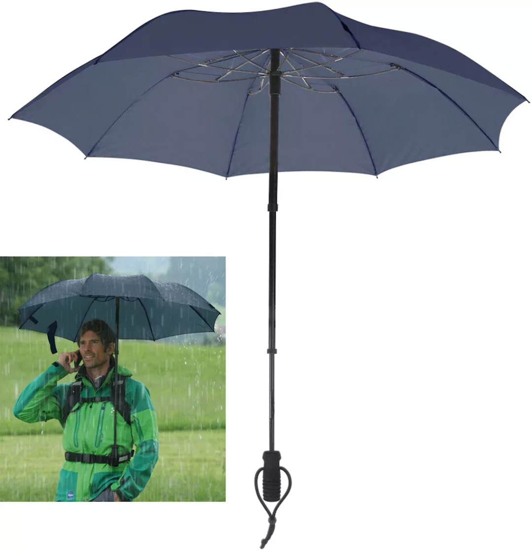 EuroSCHIRM Taschenregenschirm "teleScope handsfree, marineblau", zweifach a günstig online kaufen