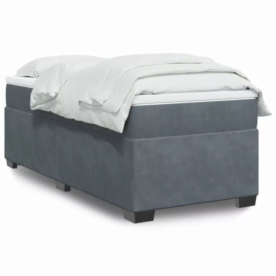 vidaXL Boxspringbett mit Matratze Dunkelgrau 100x200 cm Samt2103174 günstig online kaufen