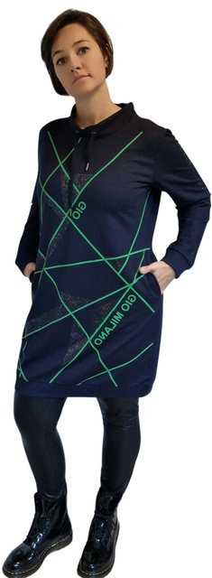 Gio Milano Sweatkleid G25-1100 mit Strassbesatz und Label-Details sportlich günstig online kaufen