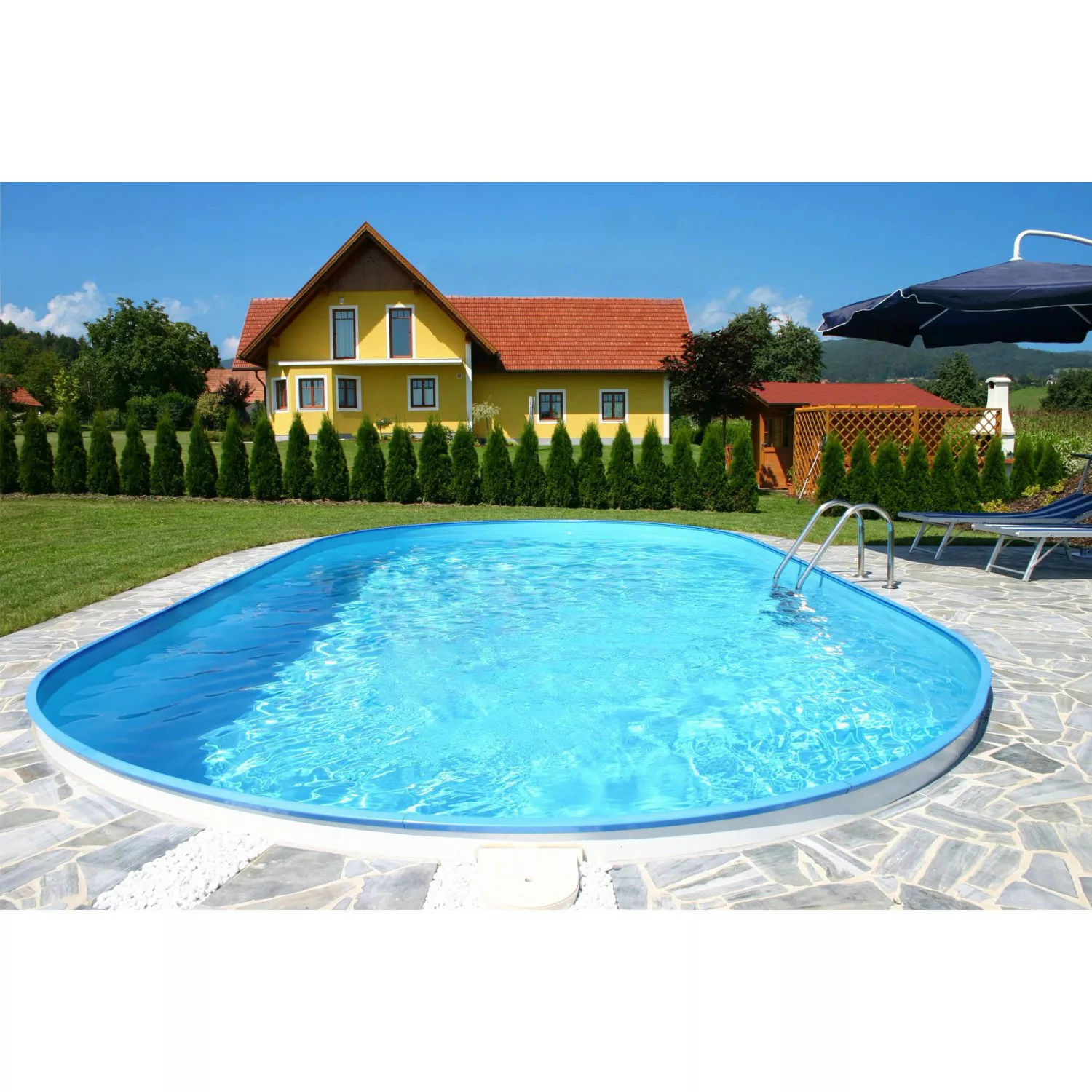 Summer Fun Stahlwand Pool-Set FORMENTERA Einbaubecken Ovalf. 525x320x150cm günstig online kaufen