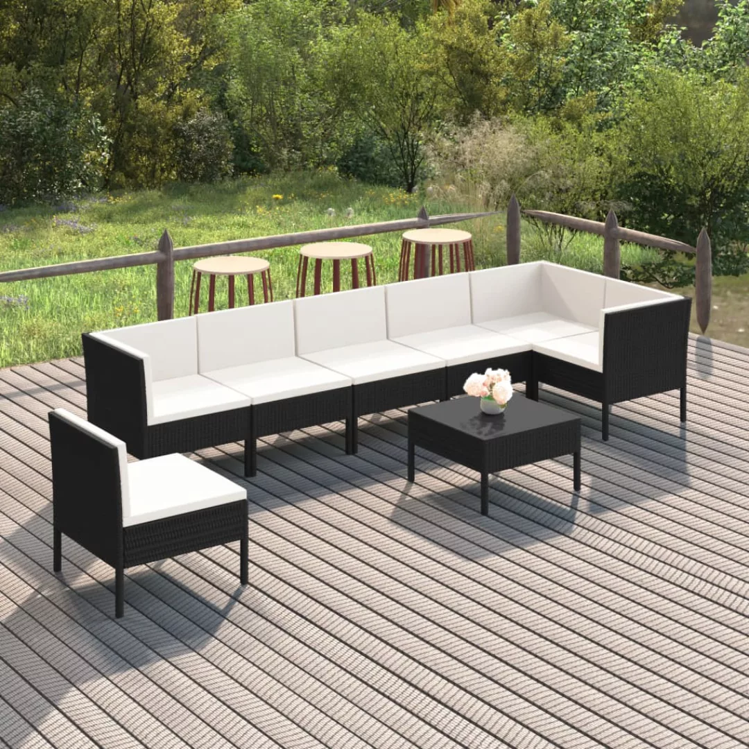 8-tlg. Garten-lounge-set Mit Auflagen Poly Rattan Schwarz günstig online kaufen