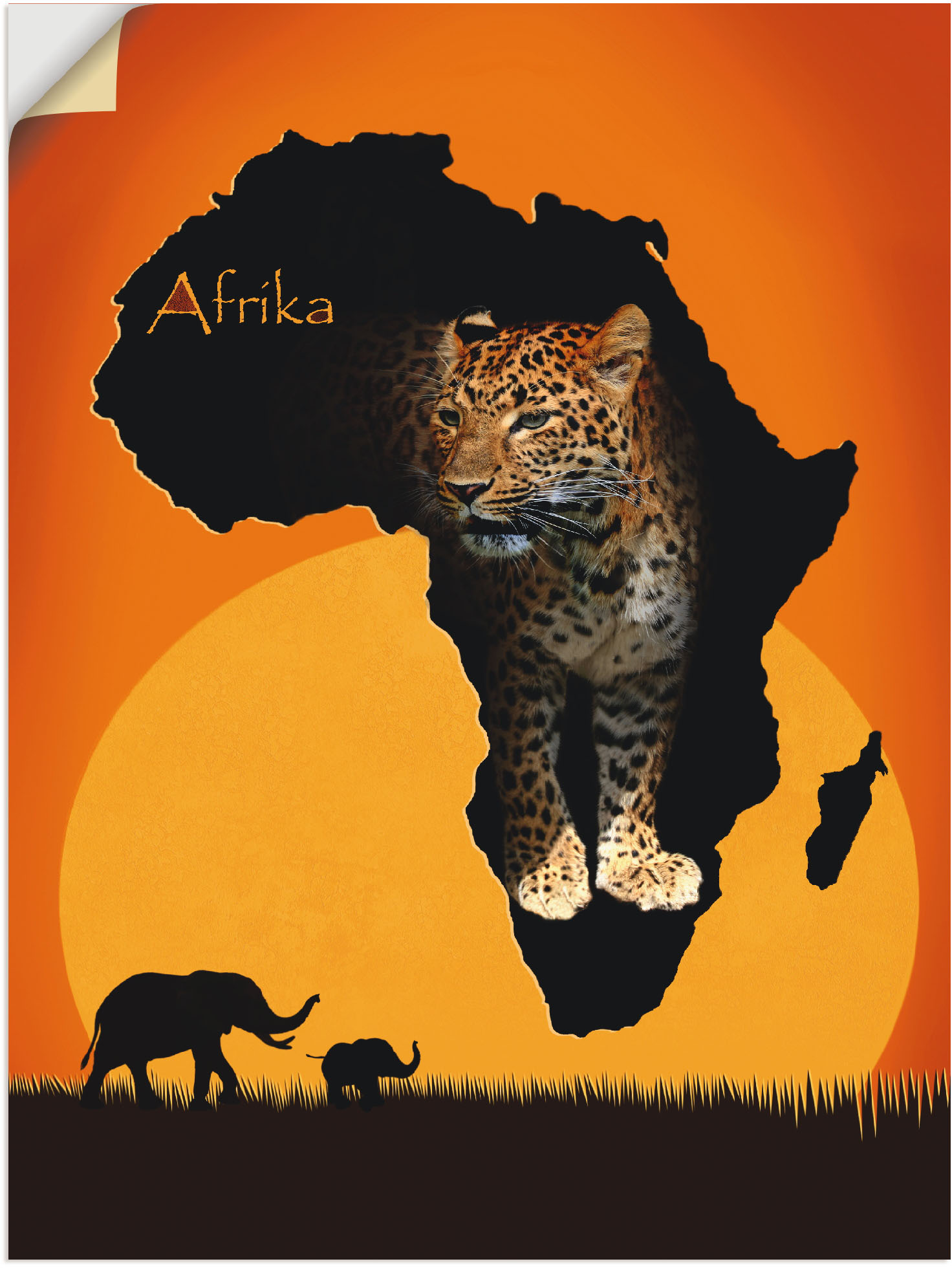 Artland Wandbild »Afrika der schwarze Kontinent«, Wildtiere, (1 St.), als L günstig online kaufen