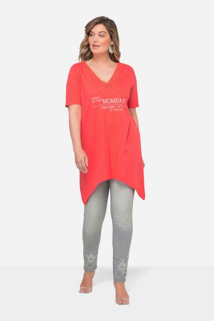 MIAMODA Longshirt T-Shirt Schrift-Motiv V-Ausschnitt Halbarm günstig online kaufen