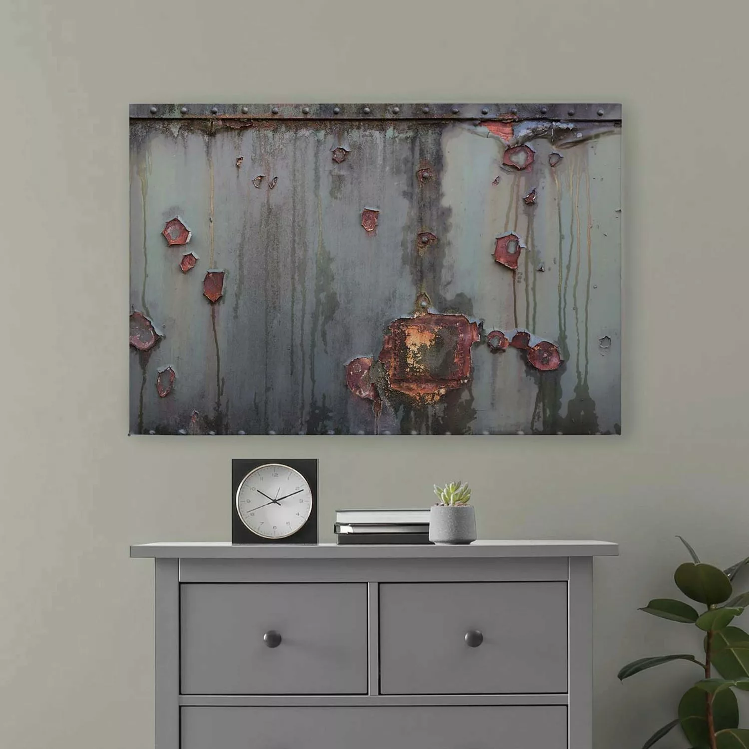 Bricoflor Wandbild In Metall Optik Grau Braun 90 X 60 Cm Leinwandbild Im In günstig online kaufen