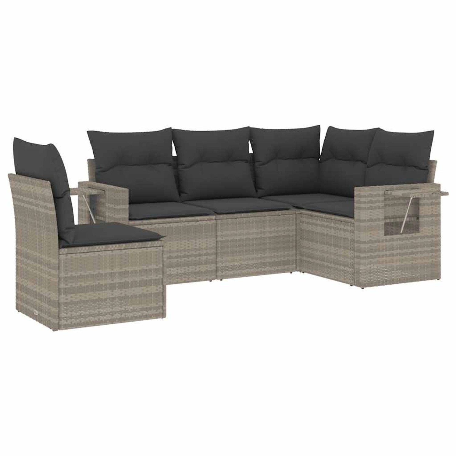 vidaXL 5-Tlg Garten-Sofagarnitur mit Kissen Hellgrau Poly Rattan 3252509 günstig online kaufen