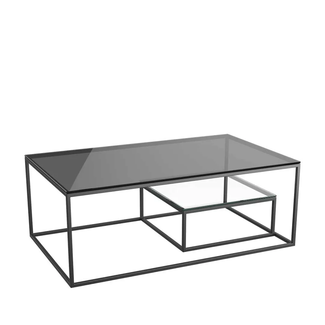 Designcouchtisch Couchtisch aus getöntem Glas mit Bügelgestell günstig online kaufen