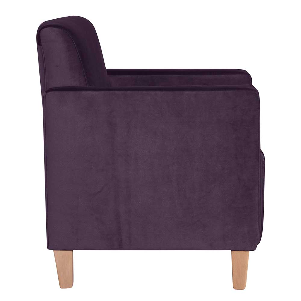 Wohnzimmer Sessel dunkellila aus Samtvelours modernem Design günstig online kaufen