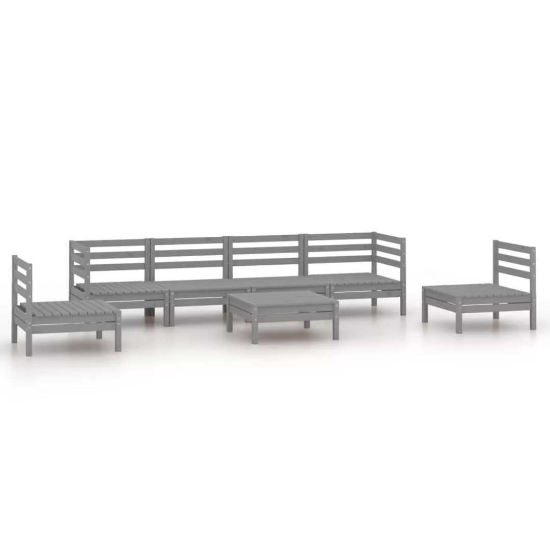 7-tlg. Garten-lounge-set Grau Kiefer Massivholz günstig online kaufen