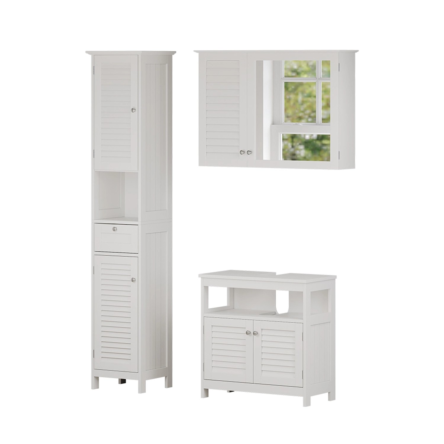 Vicco Badmöbel-Set Riad Weiß 3 Teile Option 2 günstig online kaufen